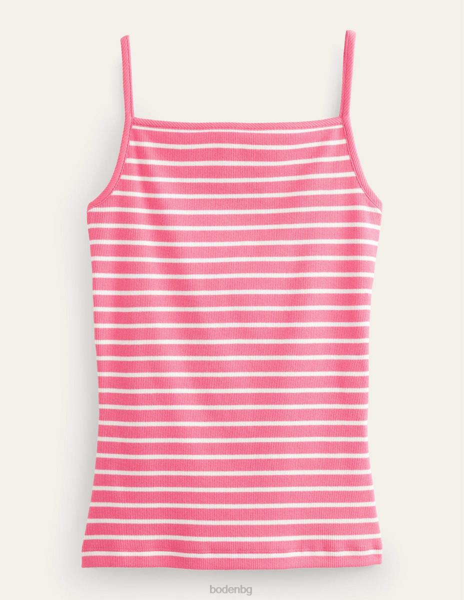 облекло Boden оребрен потник с квадратно деколте коралов залез/слонова кост Жени LL681748