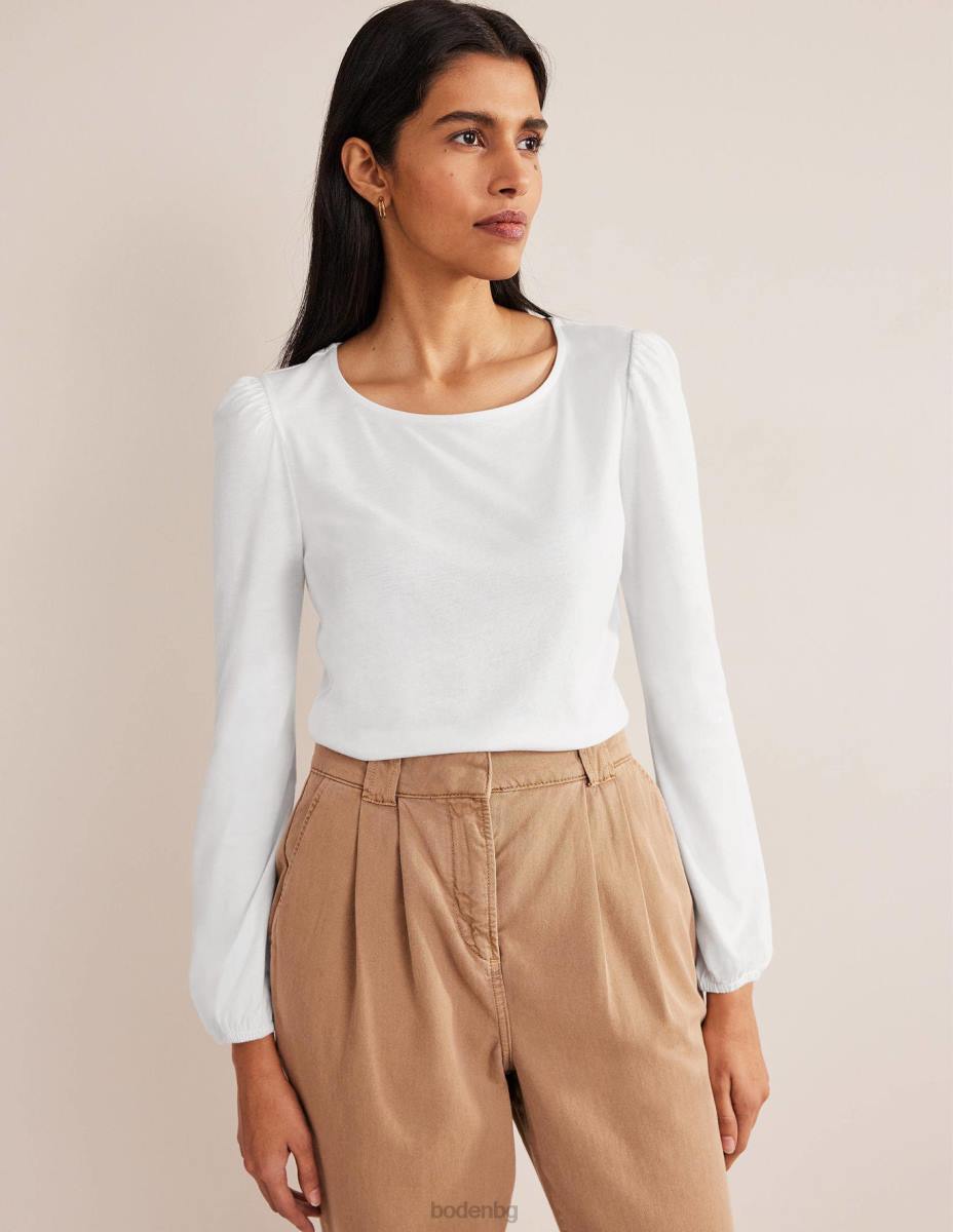 облекло Boden супермеко горнище с дълъг ръкав бяло Жени LL68176