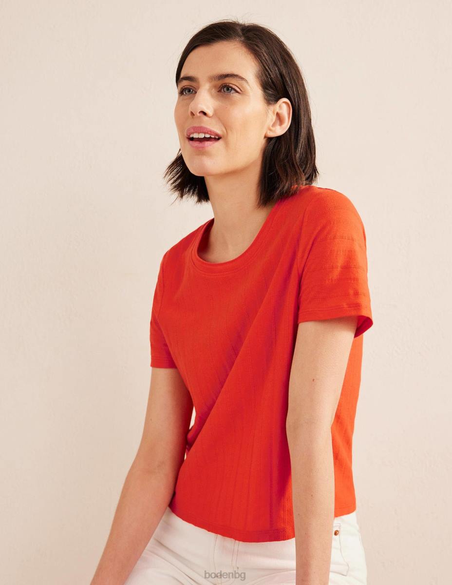 облекло Boden тениска с текстурирано трико вермилион червено Жени LL681774