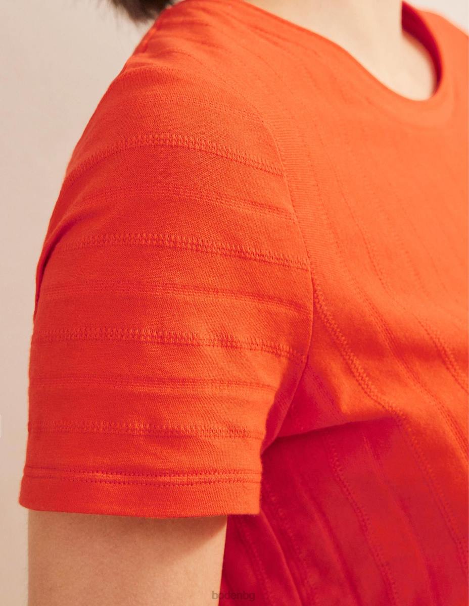 облекло Boden тениска с текстурирано трико вермилион червено Жени LL681774