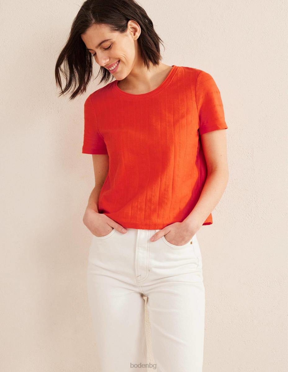 облекло Boden тениска с текстурирано трико вермилион червено Жени LL681774