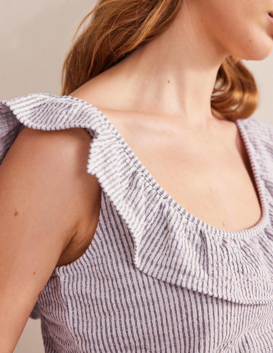 облекло Boden горна част с ивици с волани тъмносиньо/бяло райе Жени LL681779