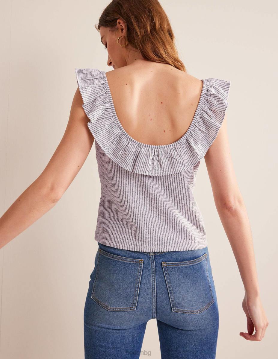 облекло Boden горна част с ивици с волани тъмносиньо/бяло райе Жени LL681779