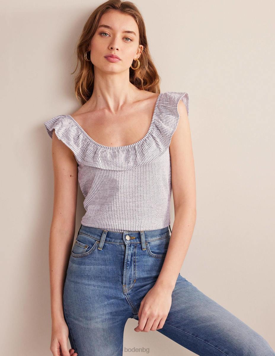 облекло Boden горна част с ивици с волани тъмносиньо/бяло райе Жени LL681779