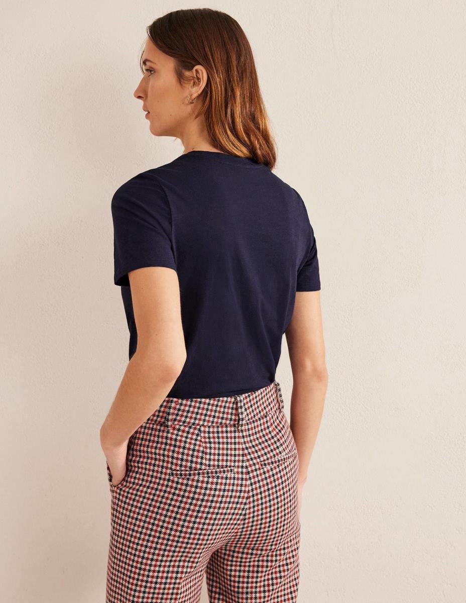 облекло Boden памучна тениска с кръгла яка военноморски флот Жени LL68177