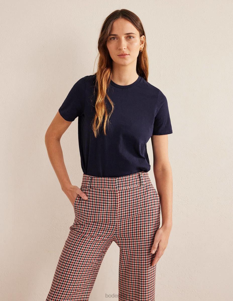 облекло Boden памучна тениска с кръгла яка военноморски флот Жени LL68177