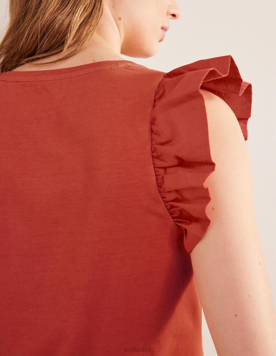 облекло Boden лъжичка предна тъкана смесена горна част домат Жени LL681780