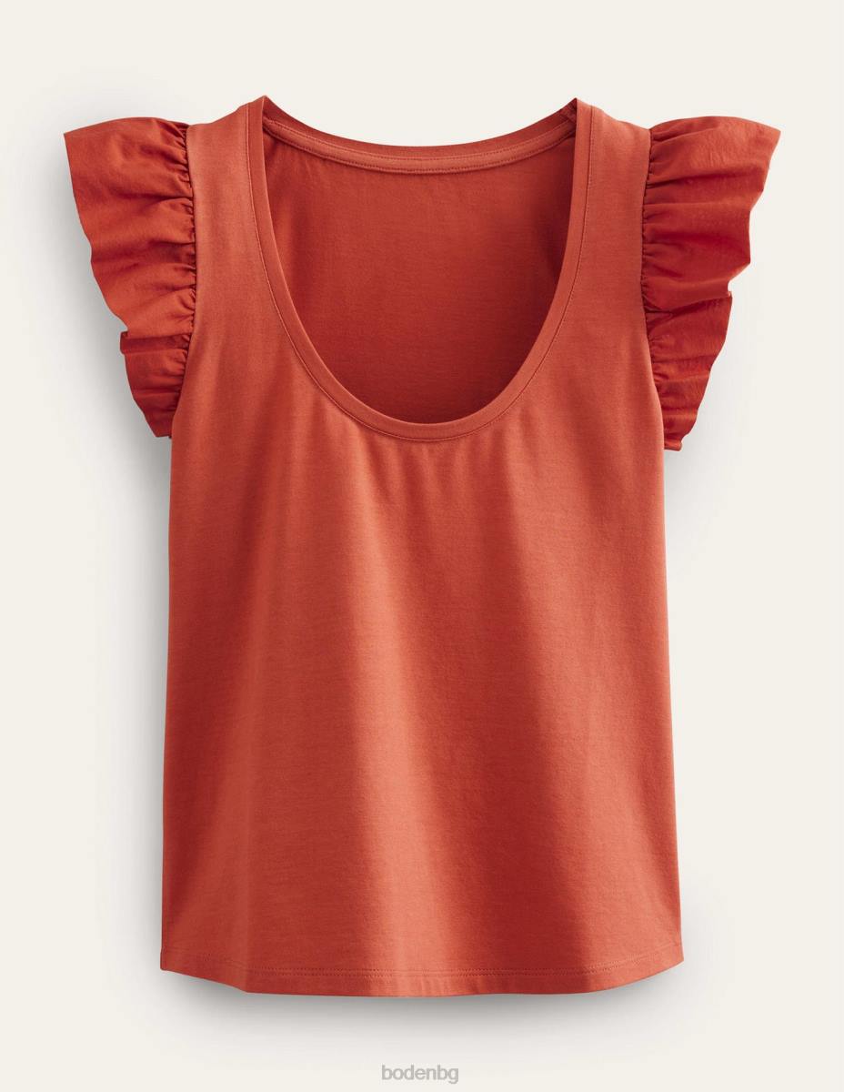 облекло Boden лъжичка предна тъкана смесена горна част домат Жени LL681780