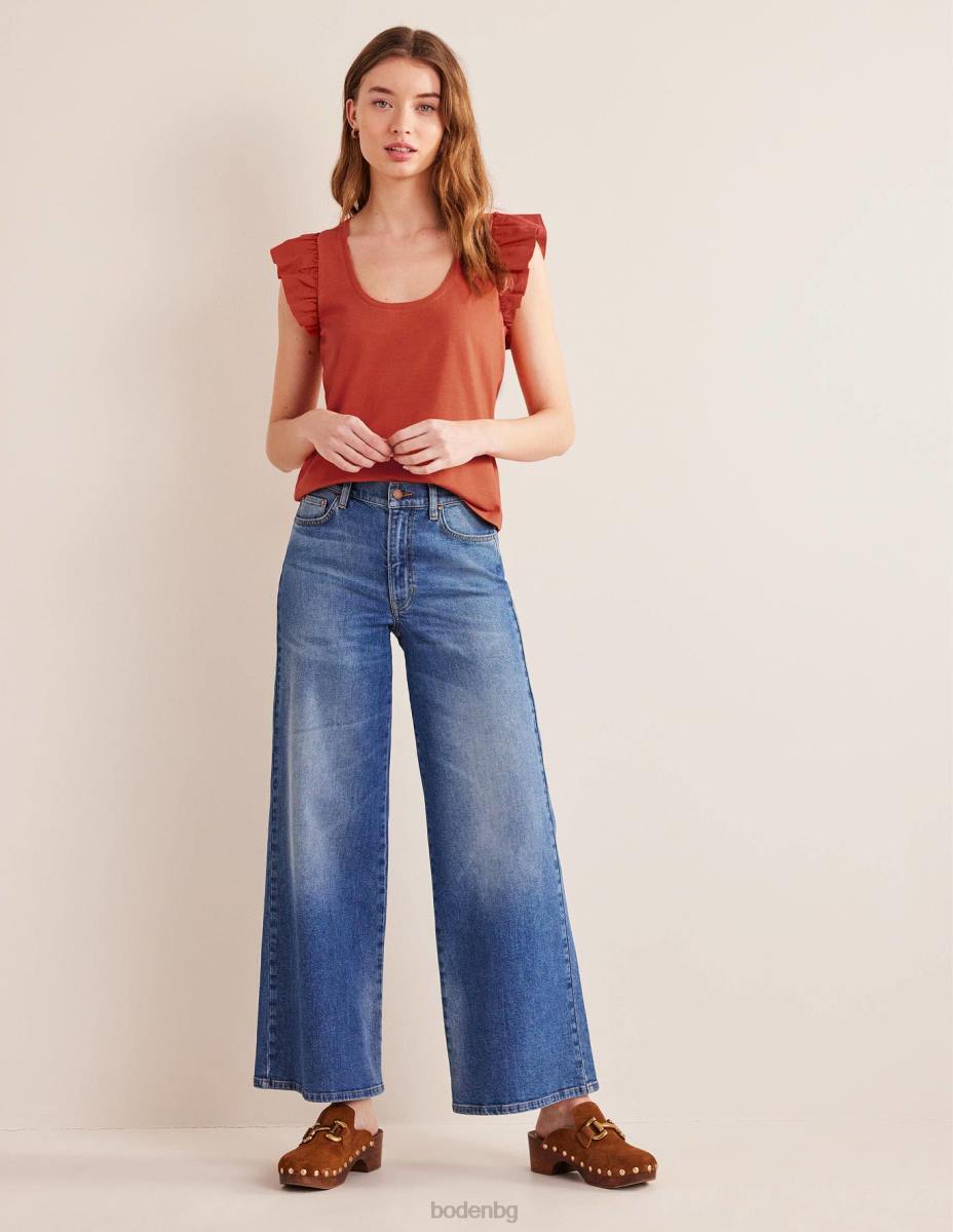 облекло Boden лъжичка предна тъкана смесена горна част домат Жени LL681780