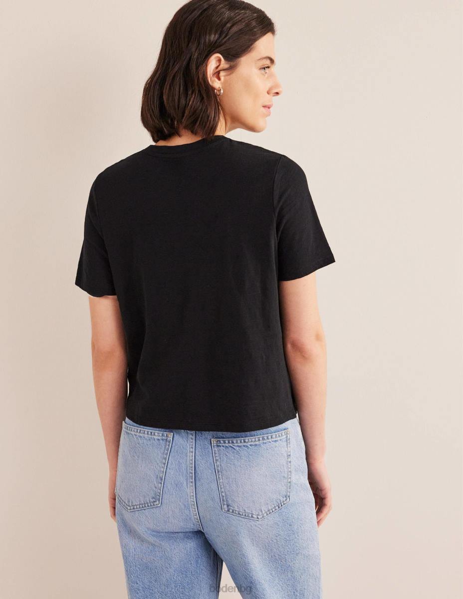 облекло Boden памучна тениска с кръгла яка черен Жени LL68178