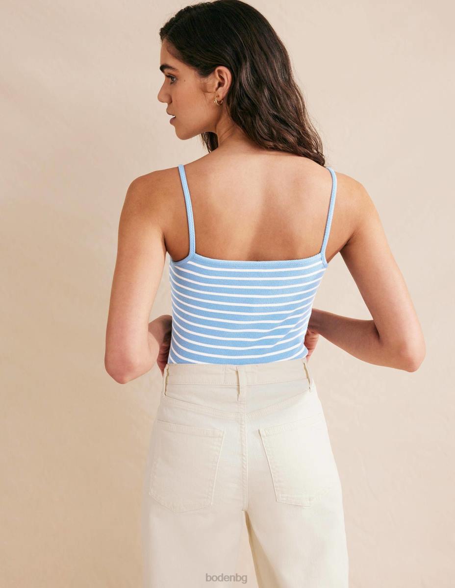 облекло Boden оребрен потник с квадратно деколте синьо/слонова кост Жени LL681803