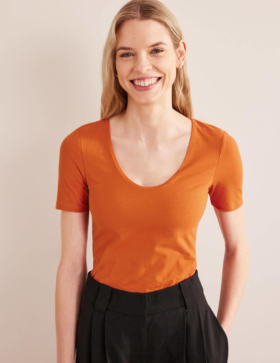 облекло Boden двуслойна горна част с къс ръкав ръжда Жени LL681804