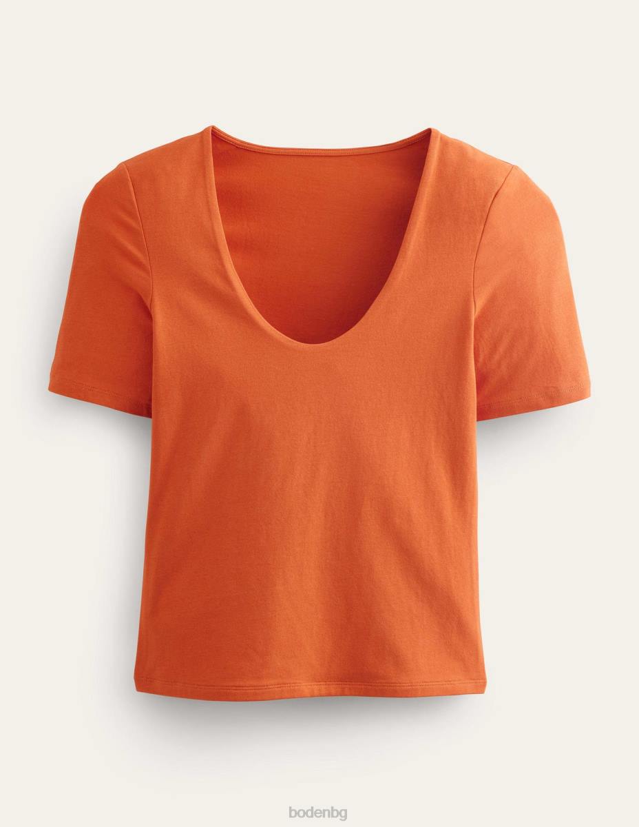 облекло Boden двуслойна горна част с къс ръкав ръжда Жени LL681804