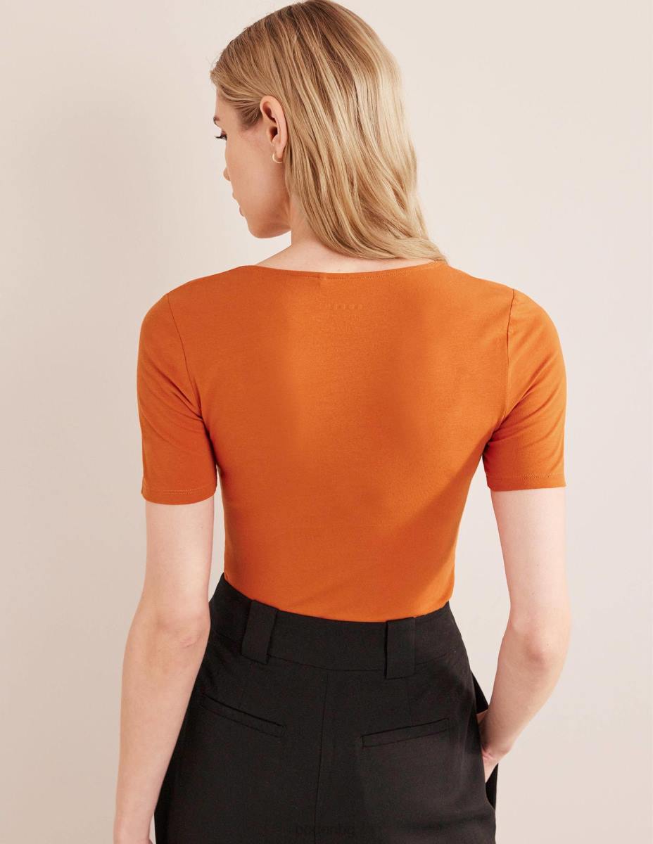 облекло Boden двуслойна горна част с къс ръкав ръжда Жени LL681804