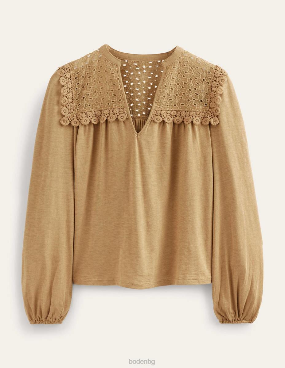 облекло Boden връхна част от тъкана горна част камила Жени LL681812