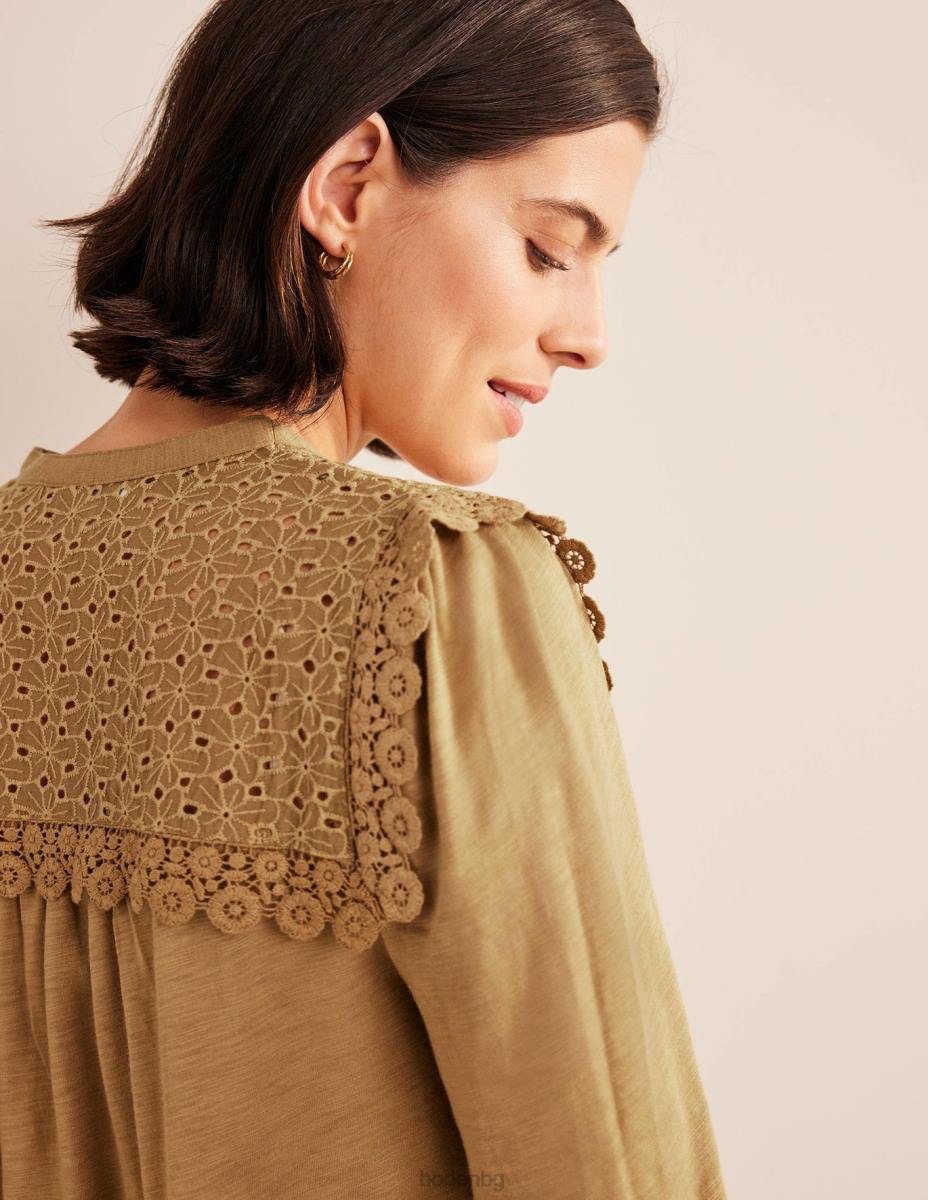 облекло Boden връхна част от тъкана горна част камила Жени LL681812