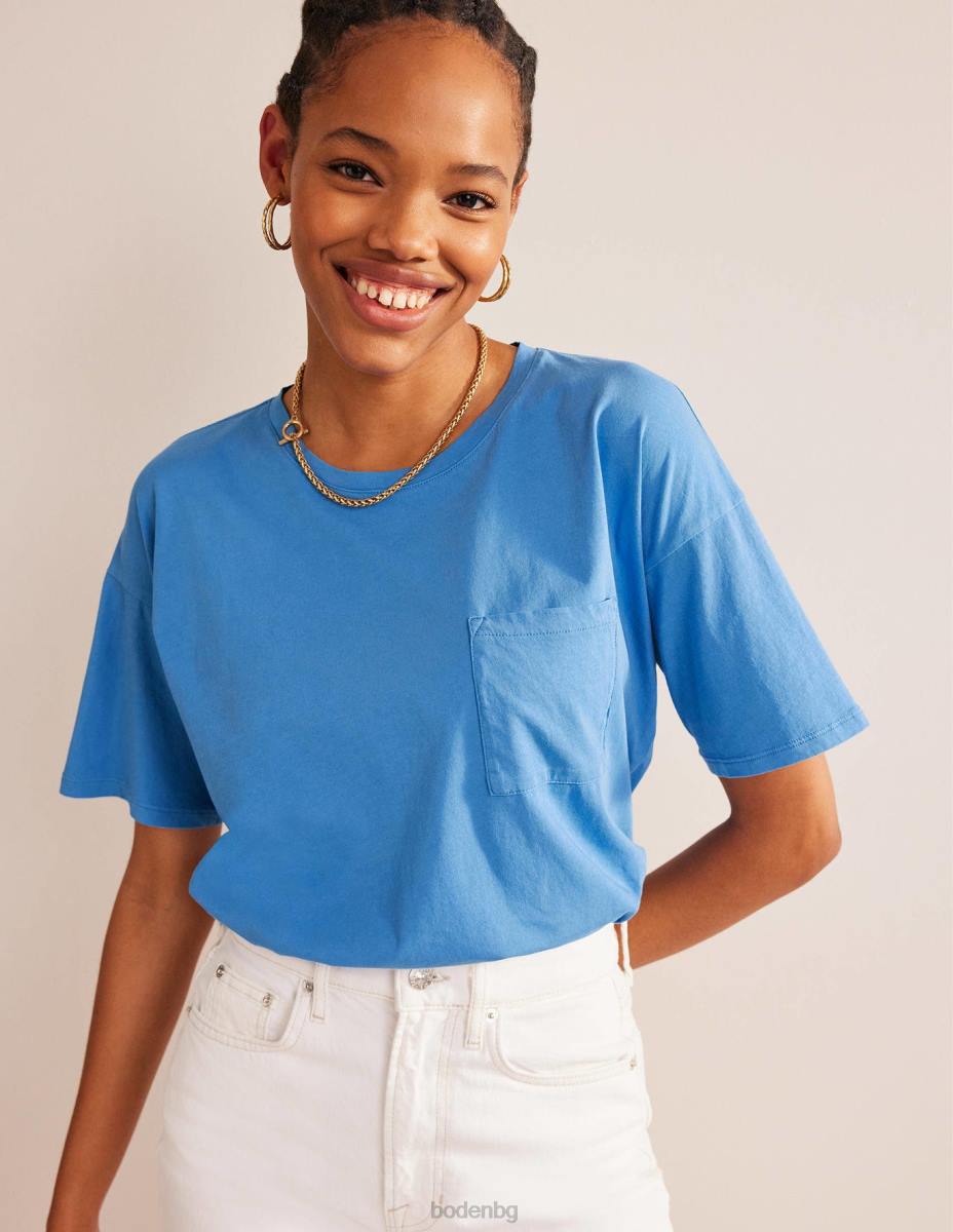 облекло Boden голяма изпрана тениска училищно синьо Жени LL681815