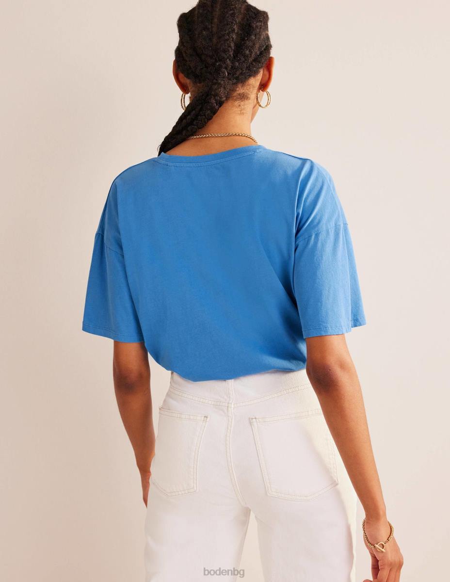 облекло Boden голяма изпрана тениска училищно синьо Жени LL681815