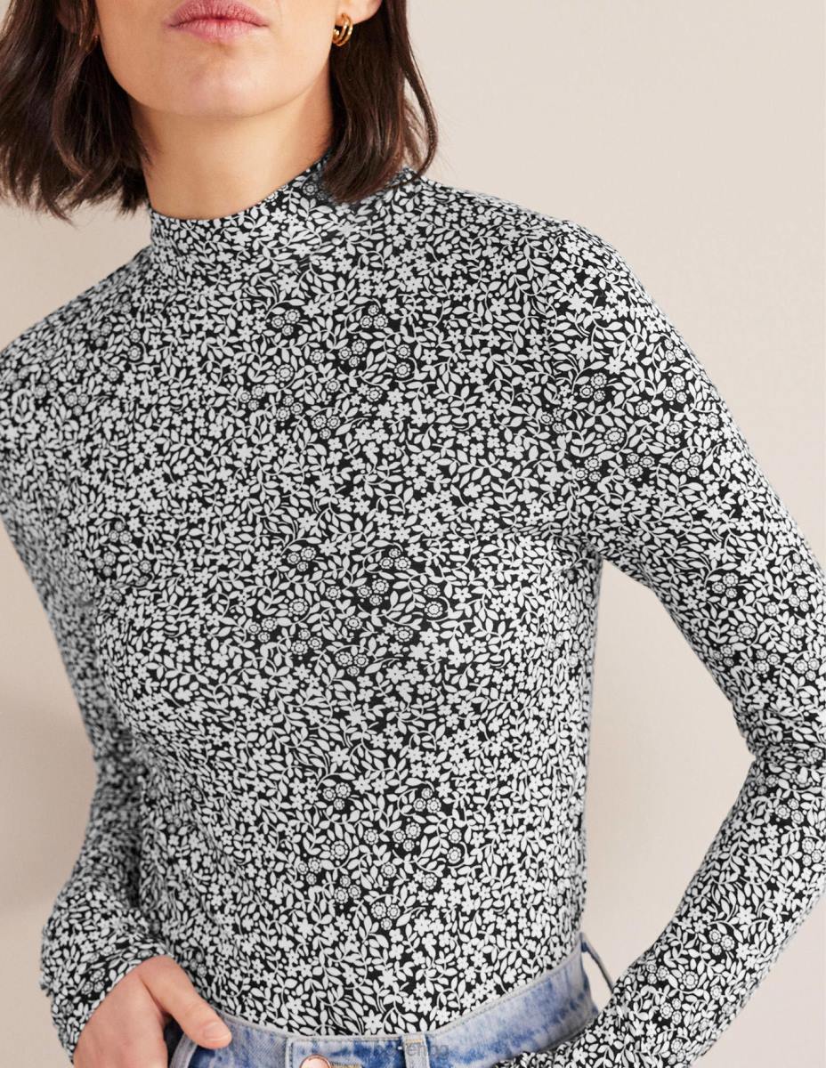 облекло Boden трико с високо деколте черен и слънчоглед Жени LL681819