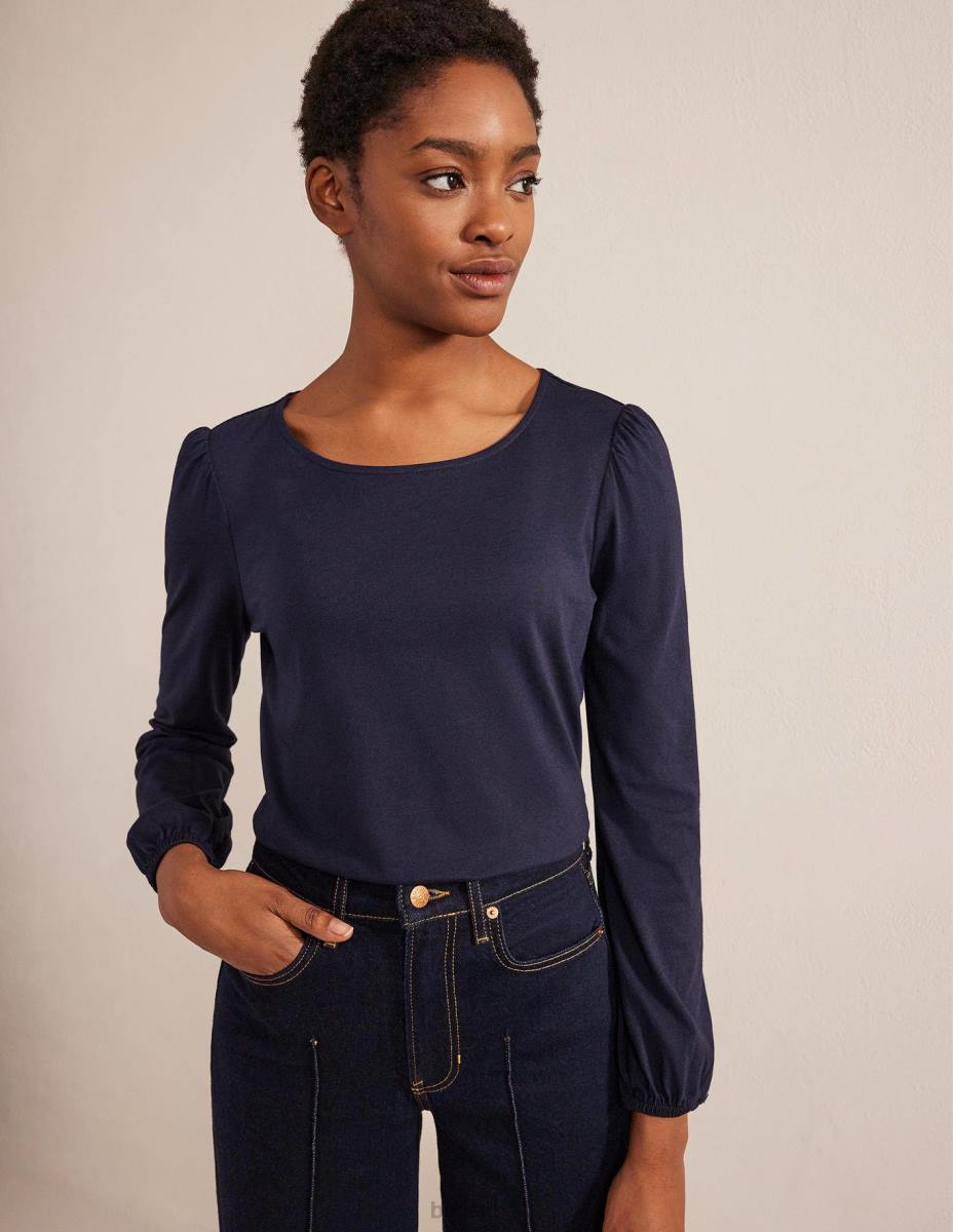 облекло Boden супермеко горнище с дълъг ръкав военноморски флот Жени LL68181