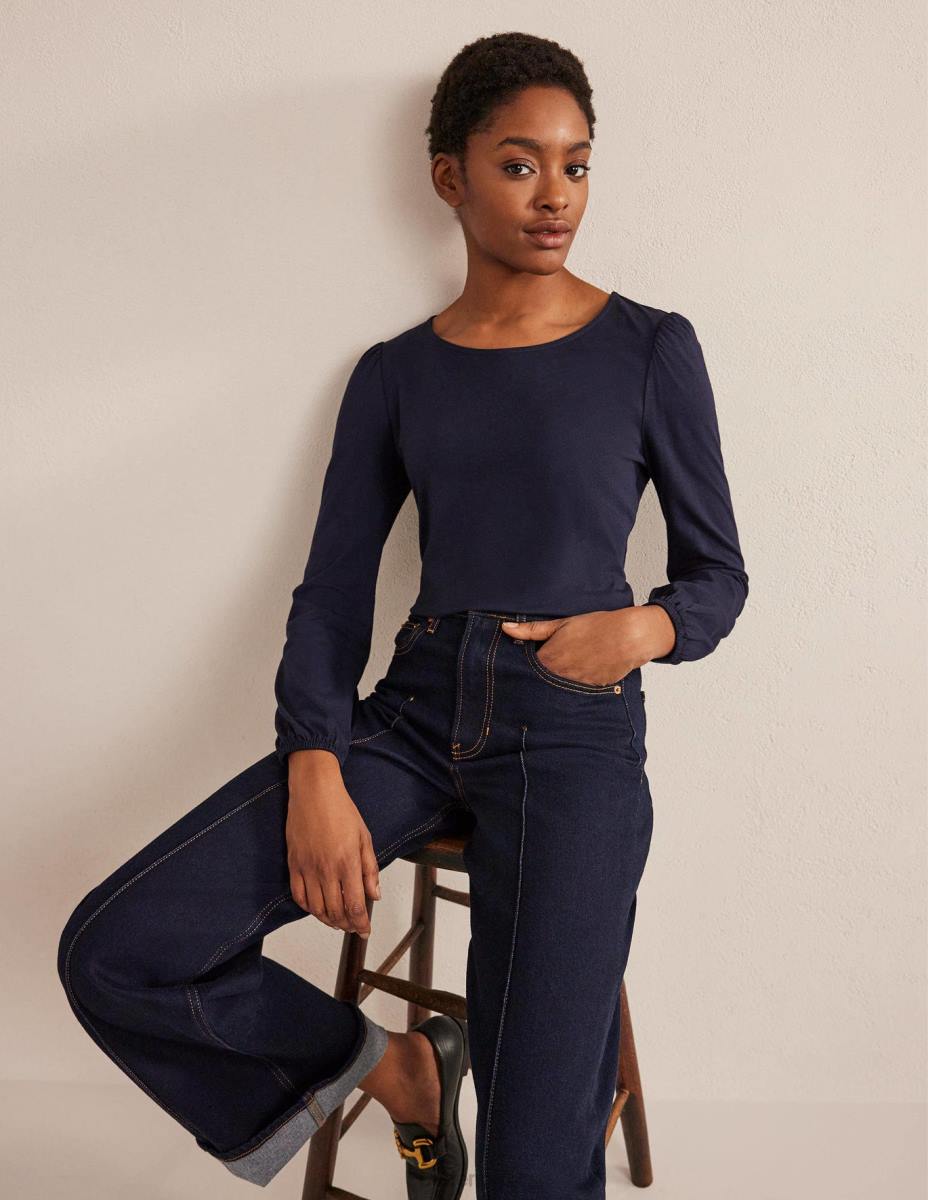 облекло Boden супермеко горнище с дълъг ръкав военноморски флот Жени LL68181