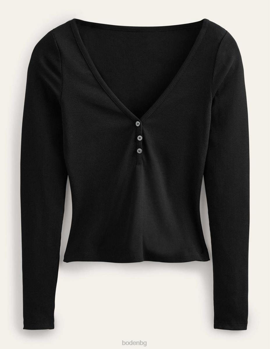 облекло Boden оребрена горна част черен Жени LL681827