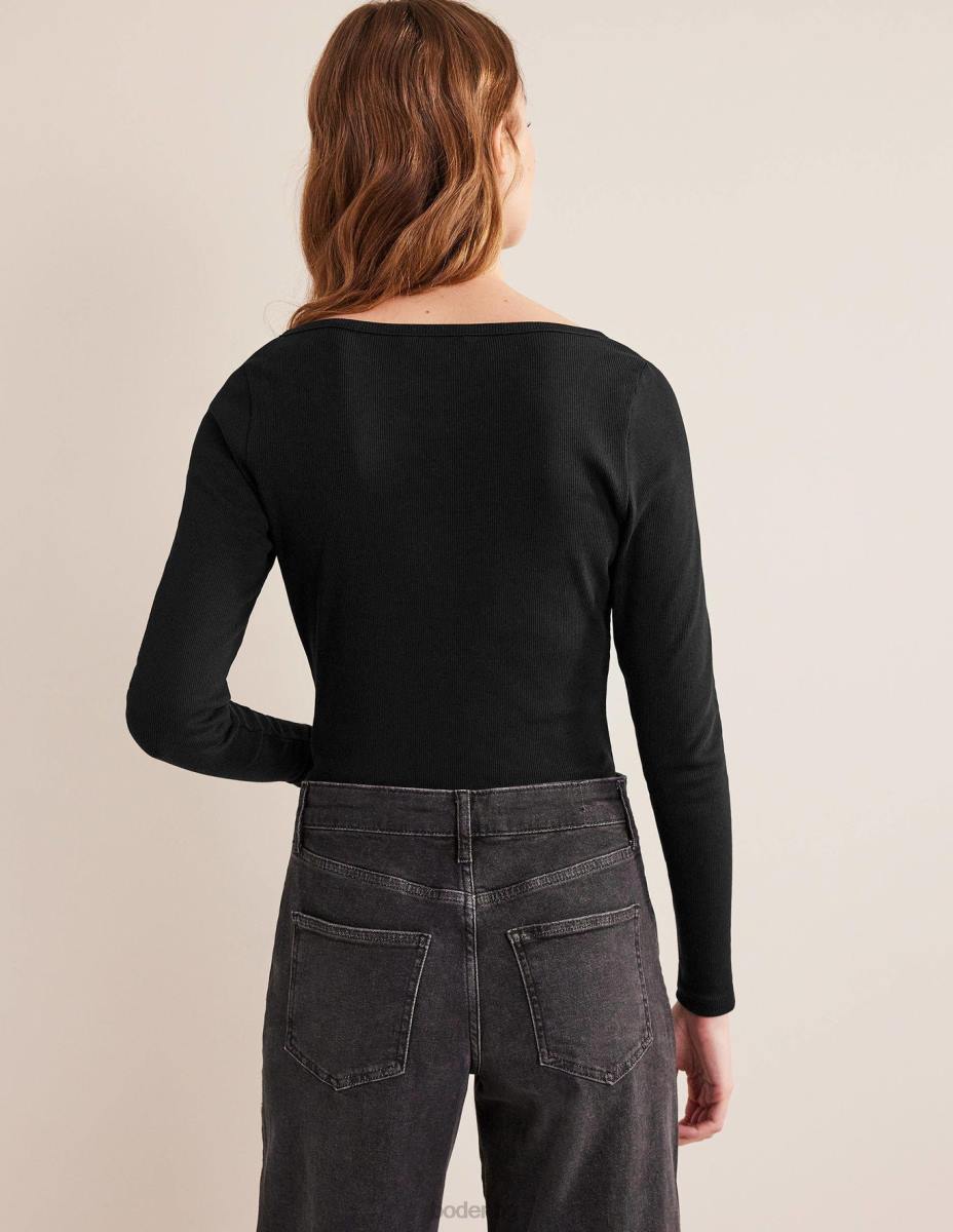 облекло Boden оребрена горна част черен Жени LL681827