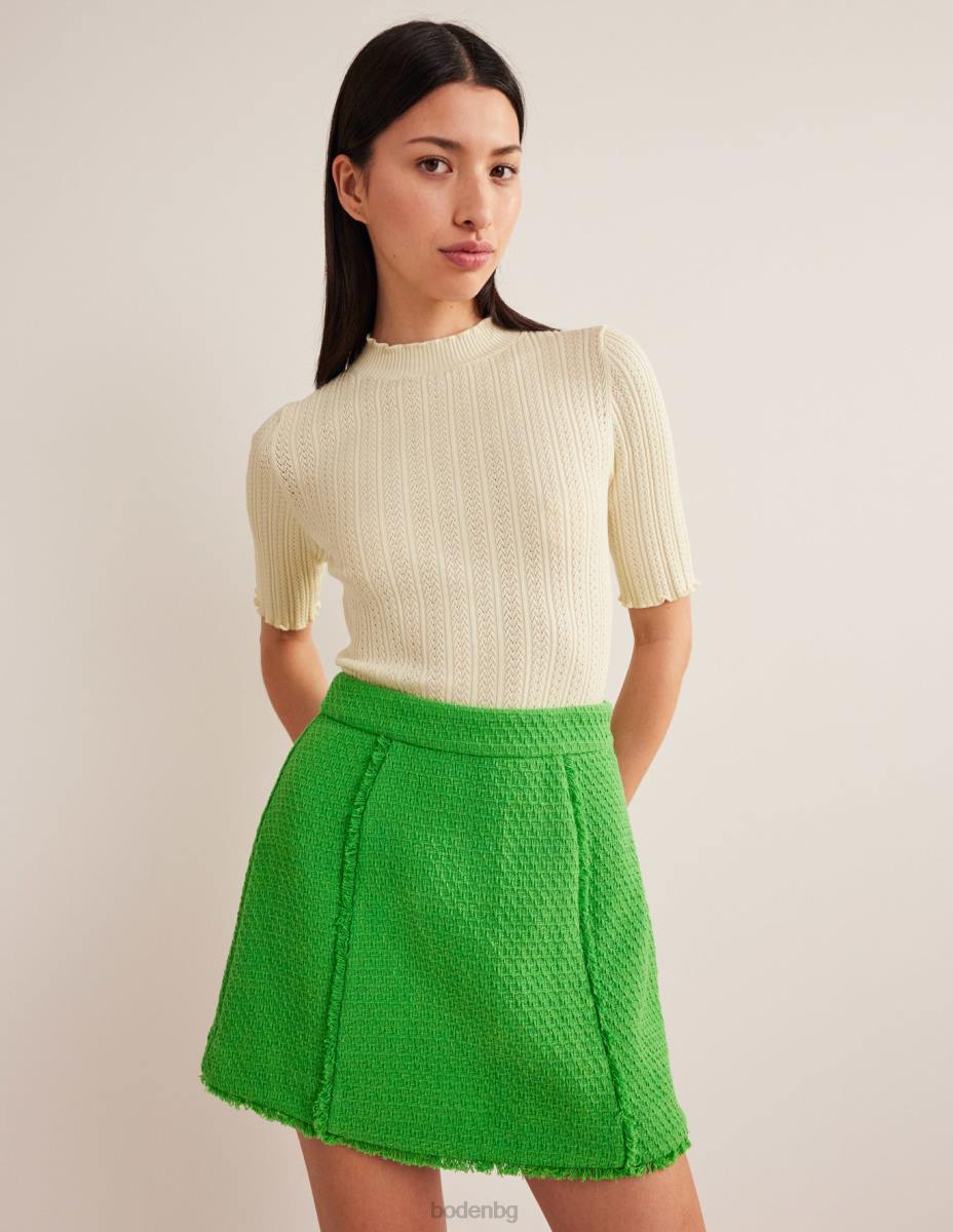 облекло Boden оребрена горна част с високо деколте топла слонова кост Жени LL681828