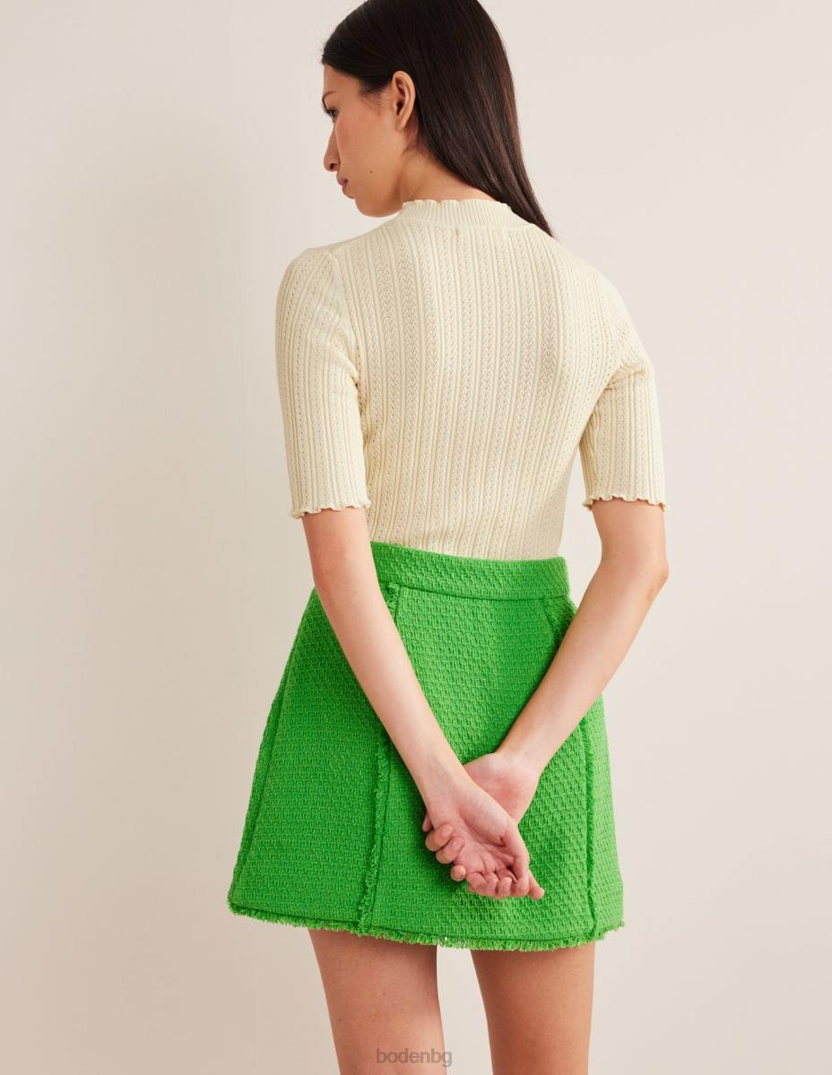 облекло Boden оребрена горна част с високо деколте топла слонова кост Жени LL681828