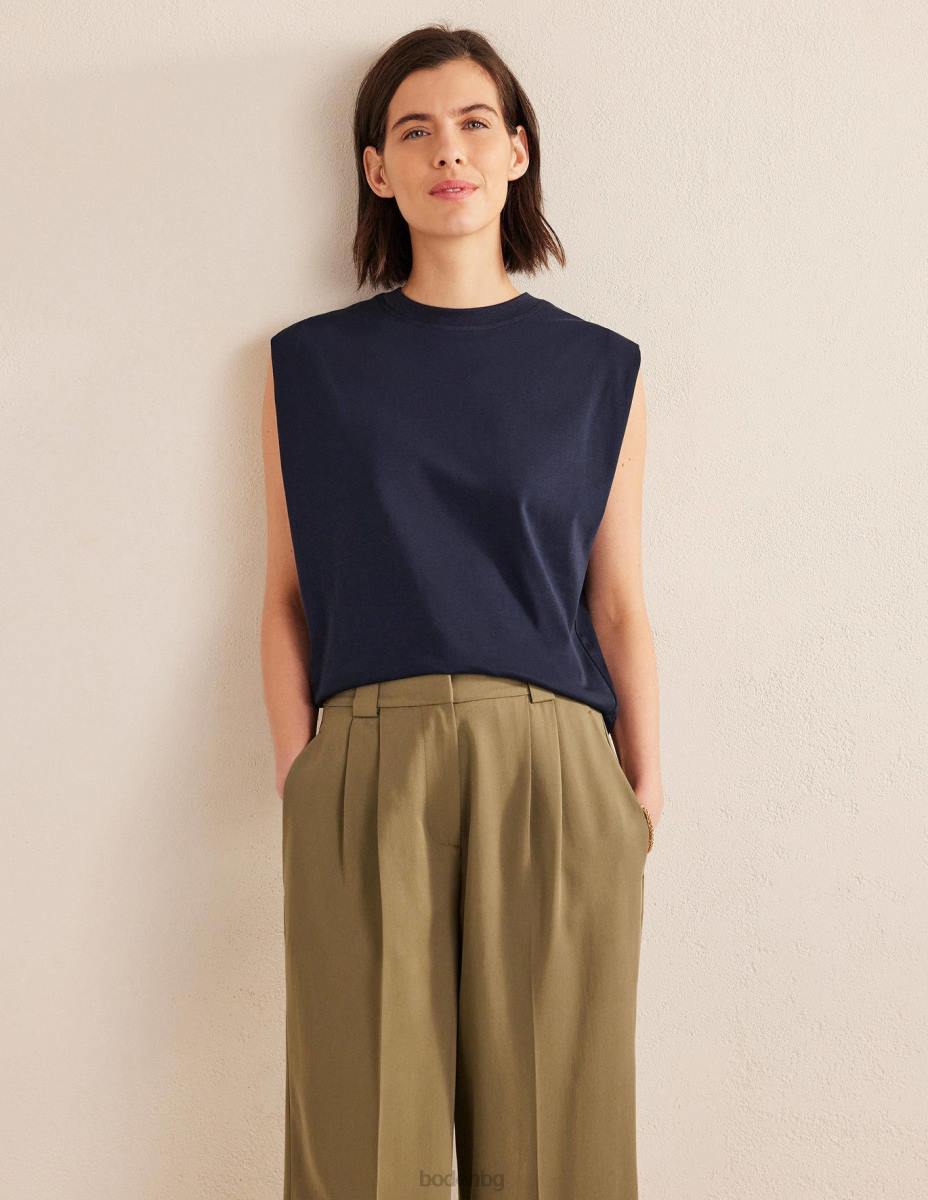 облекло Boden перфектно памучно горнище без ръкави военноморски флот Жени LL68182