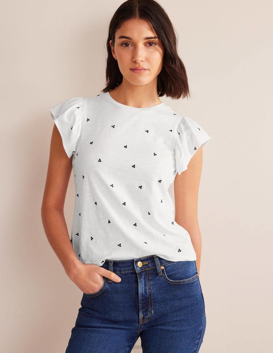 облекло Boden горна част с бродирани ръкави бяла и синя бродерия Жени LL681834