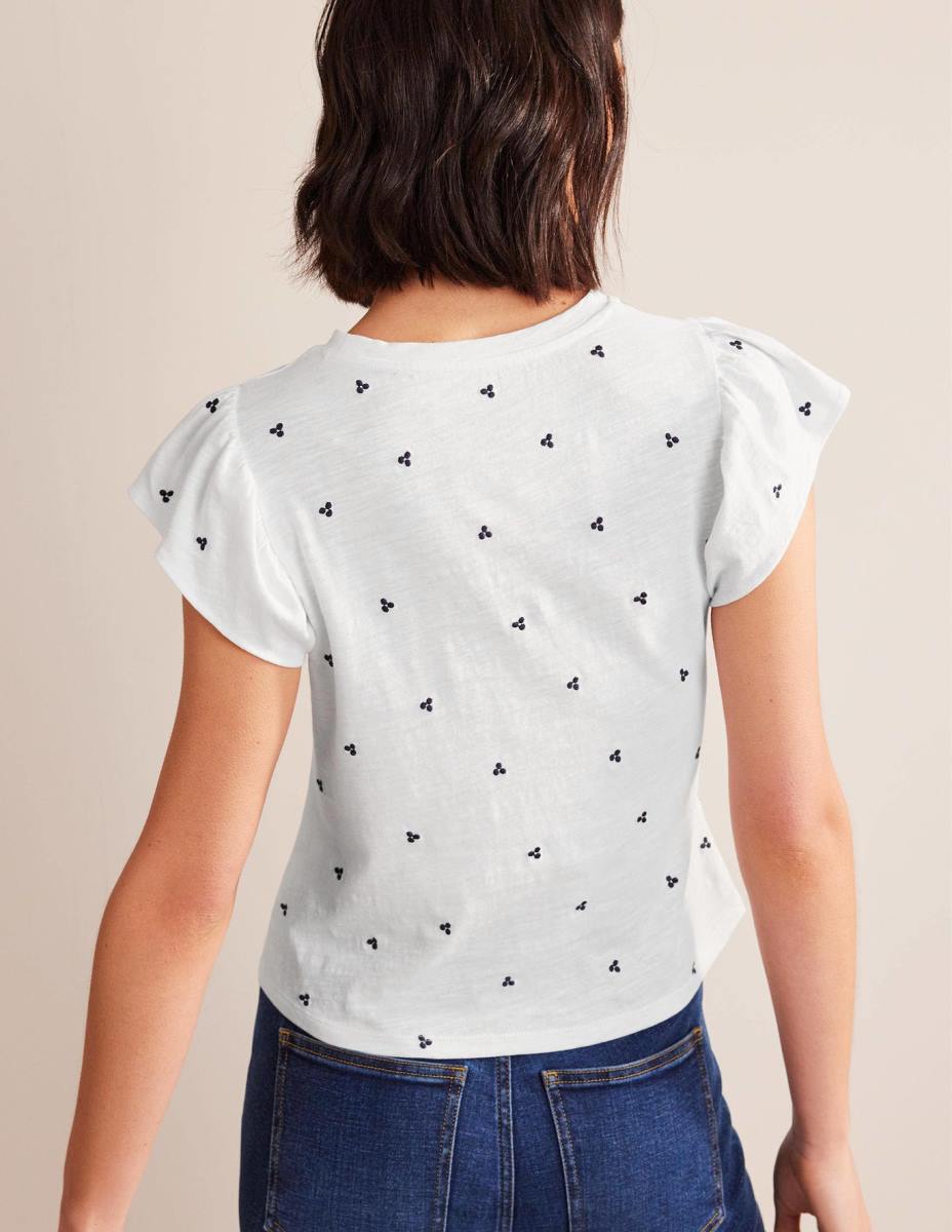 облекло Boden горна част с бродирани ръкави бяла и синя бродерия Жени LL681834