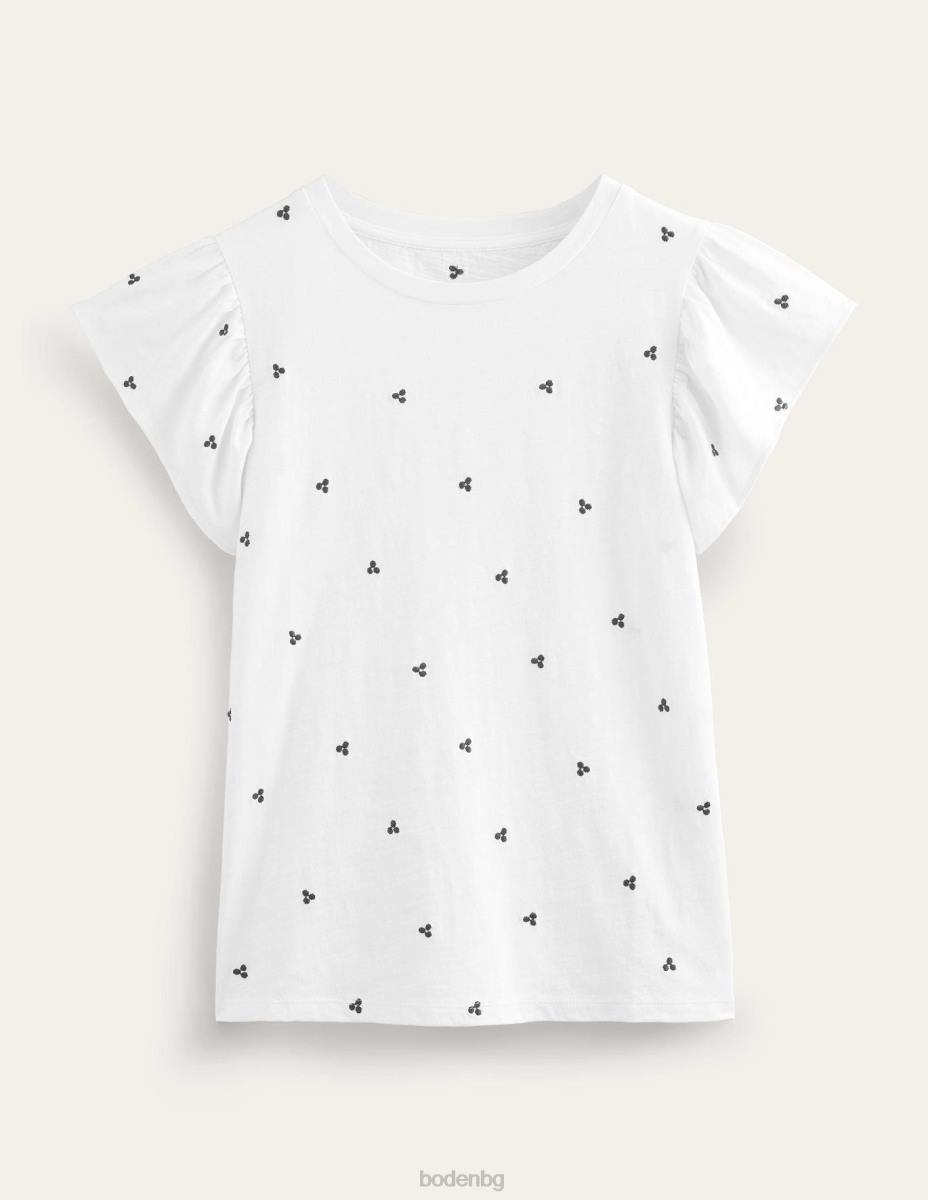 облекло Boden горна част с бродирани ръкави бяла и синя бродерия Жени LL681834