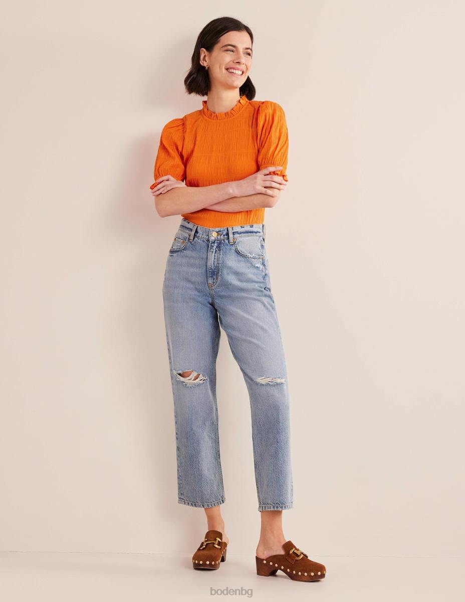 облекло Boden вталена текстурирана горна част вермилион червено Жени LL681836