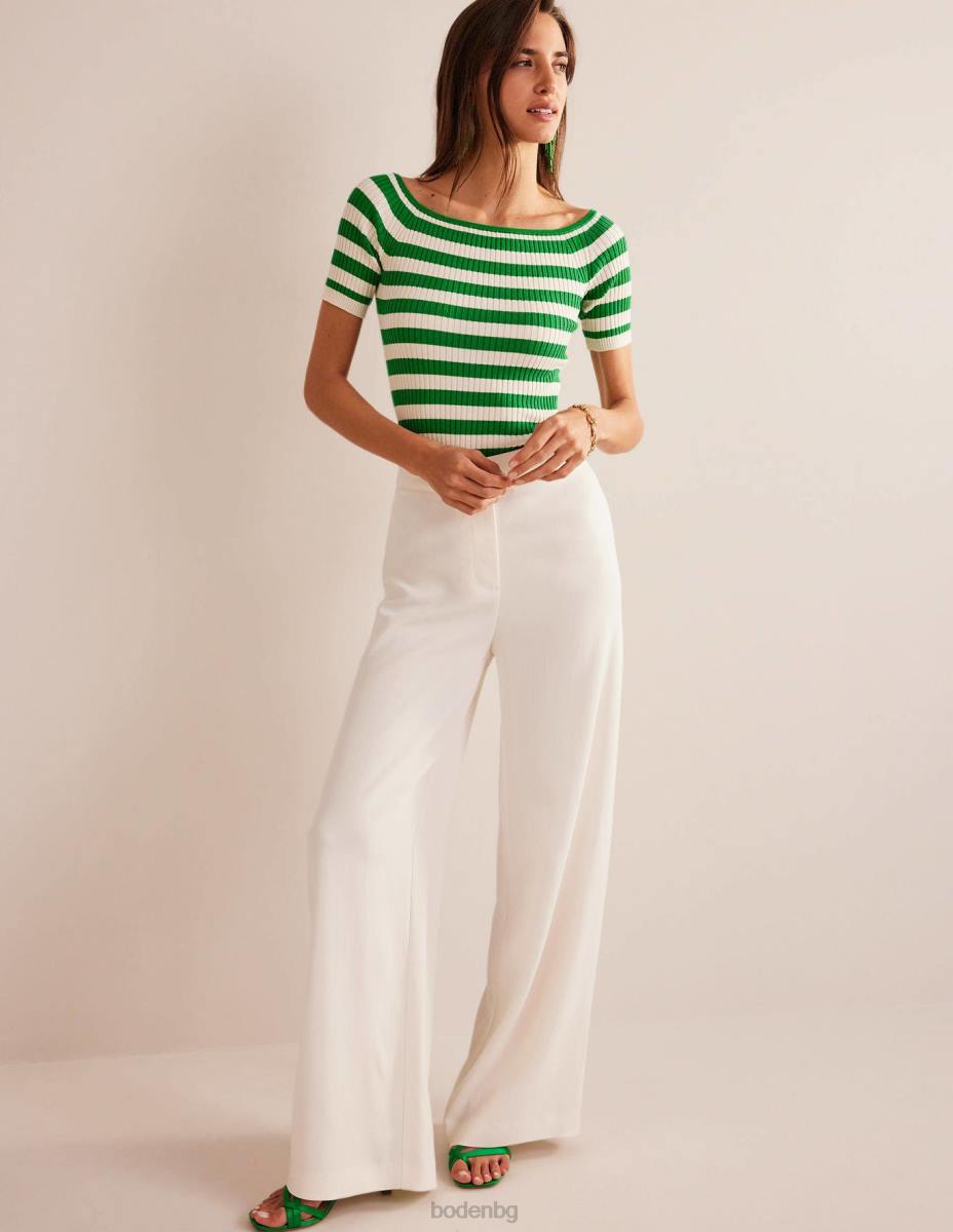 облекло Boden горна част от реброто на рамото наситено изумрудено и слонова кост Жени LL681843