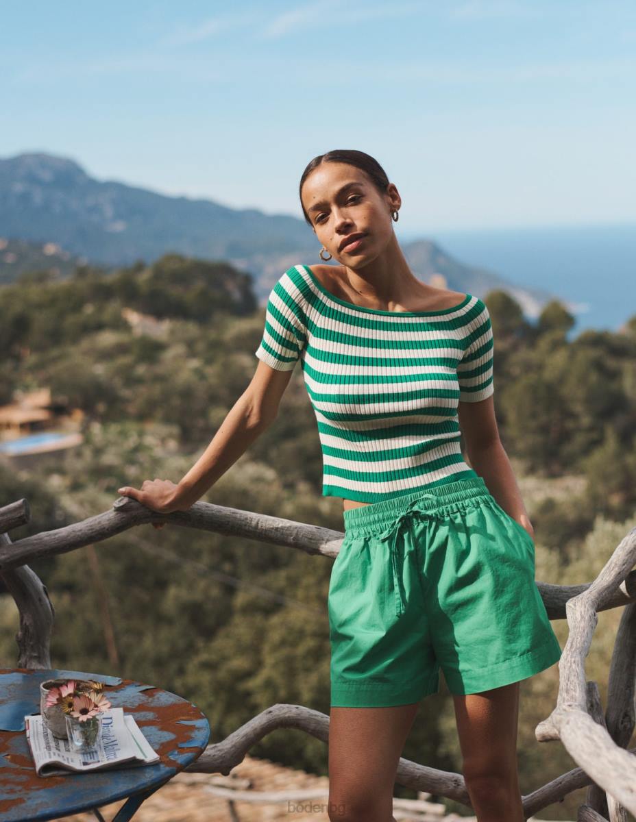 облекло Boden горна част от реброто на рамото наситено изумрудено и слонова кост Жени LL681843