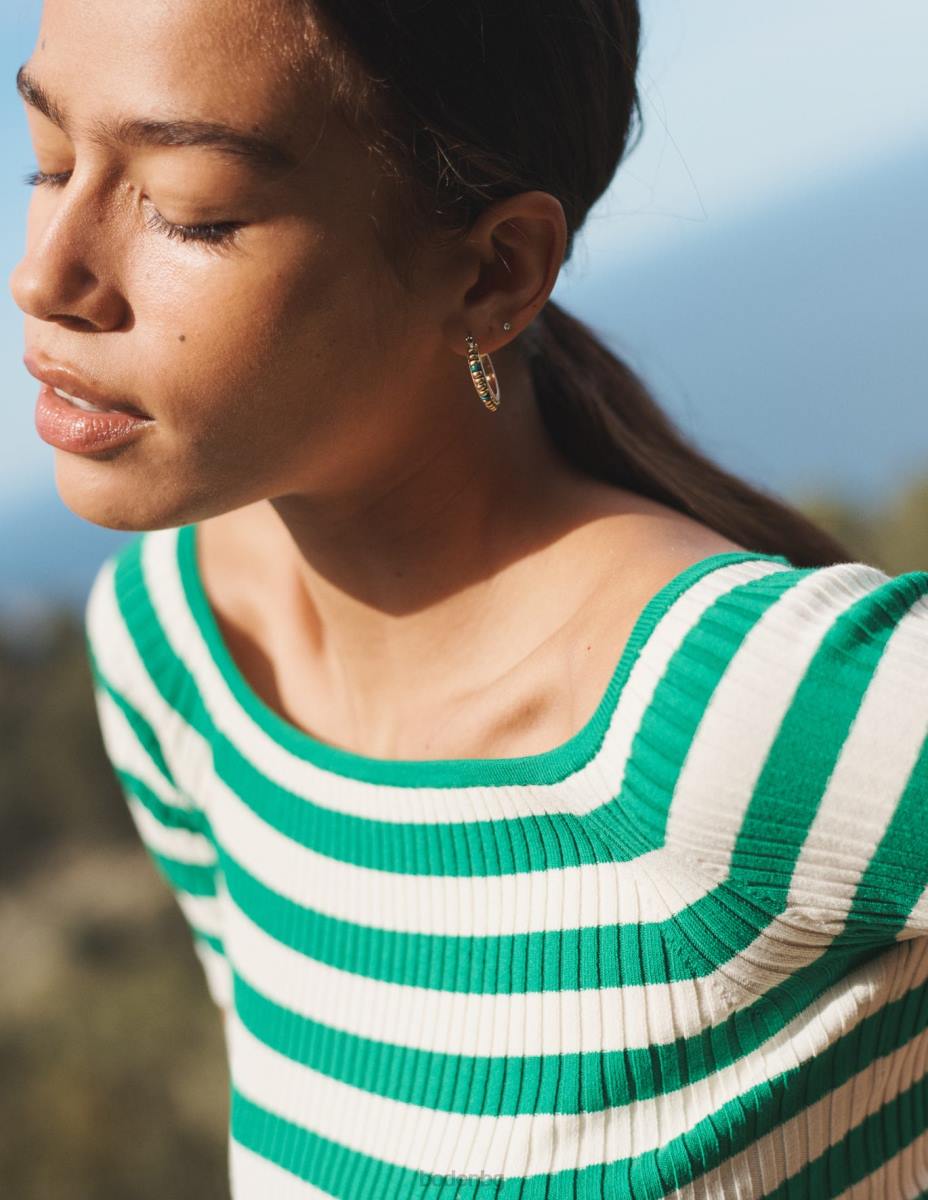 облекло Boden горна част от реброто на рамото наситено изумрудено и слонова кост Жени LL681843