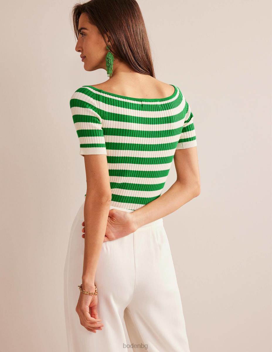 облекло Boden горна част от реброто на рамото наситено изумрудено и слонова кост Жени LL681843