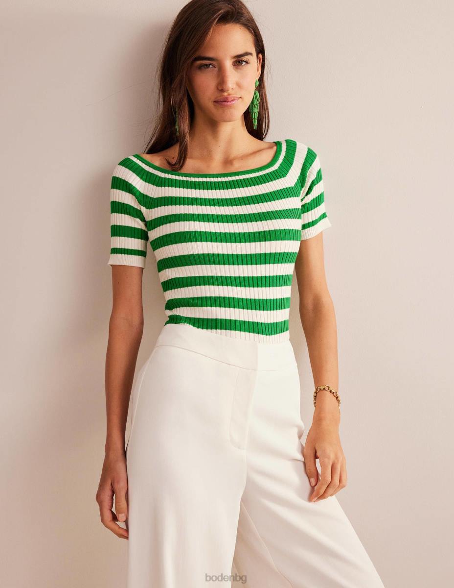 облекло Boden горна част от реброто на рамото наситено изумрудено и слонова кост Жени LL681843