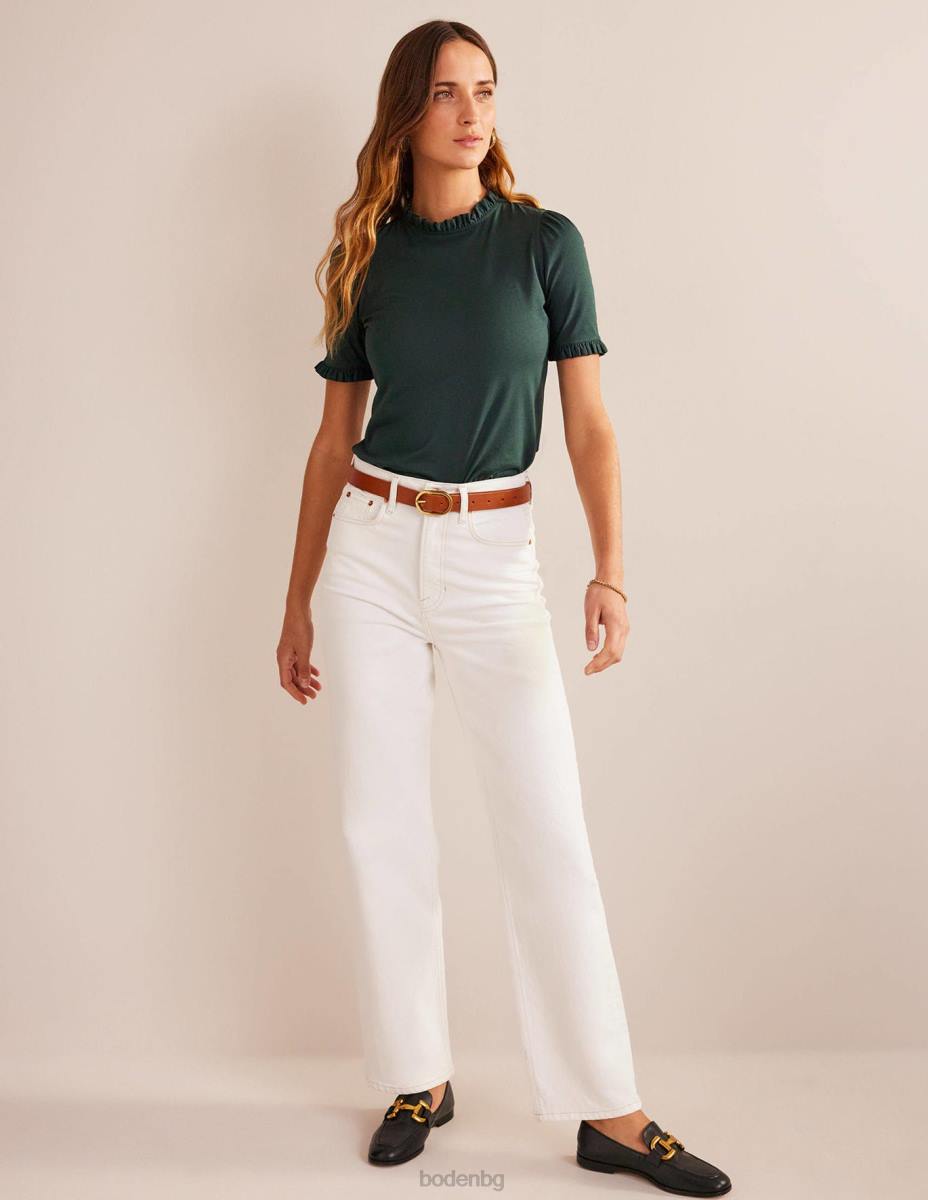 облекло Boden супер мека тениска с волани чатсуърт зелено Жени LL68184