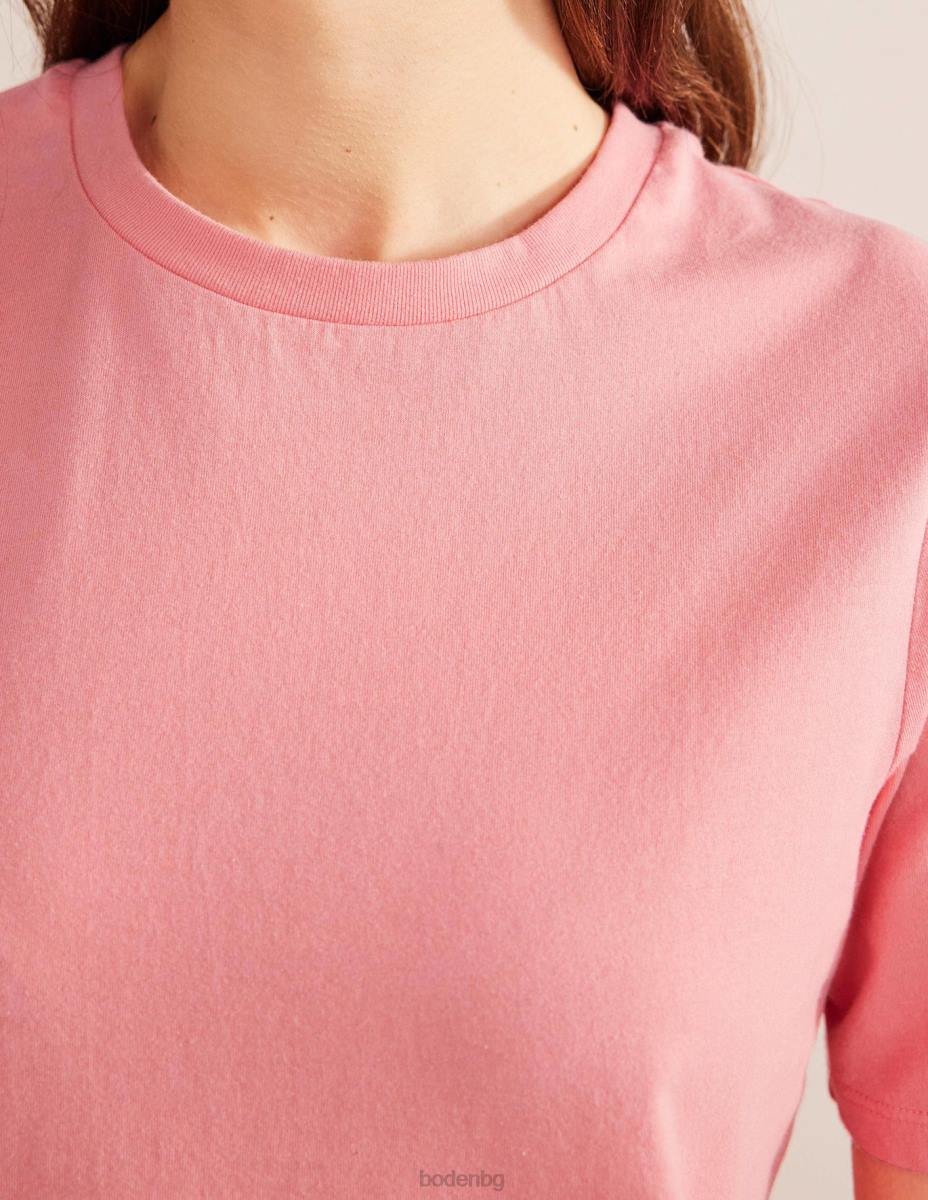 облекло Boden тениска с кръгла яка от чист памук прасковено сорбе Жени LL681853