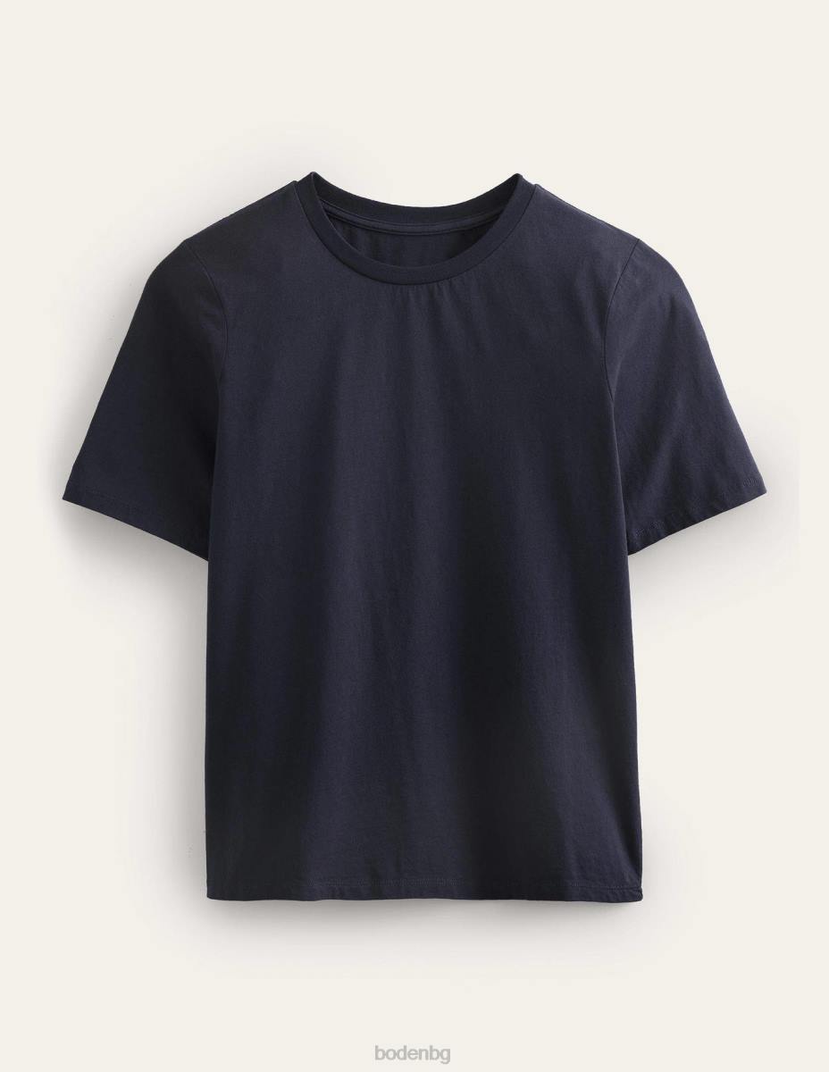 облекло Boden тениска с кръгла яка от чист памук военноморски флот Жени LL681863