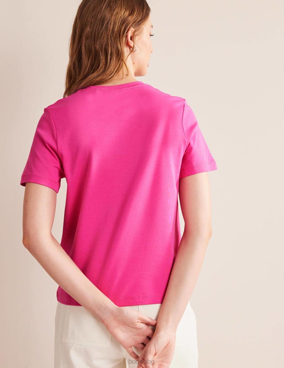облекло Boden перфектна памучна тениска фуксия федора Жени LL681864
