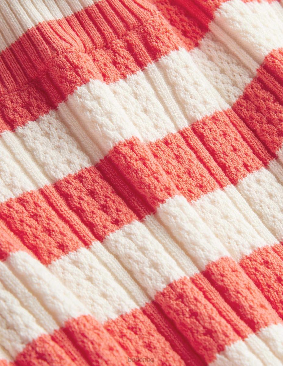 облекло Boden оребрена горна част с високо деколте ярка диня ивица Жени LL681866