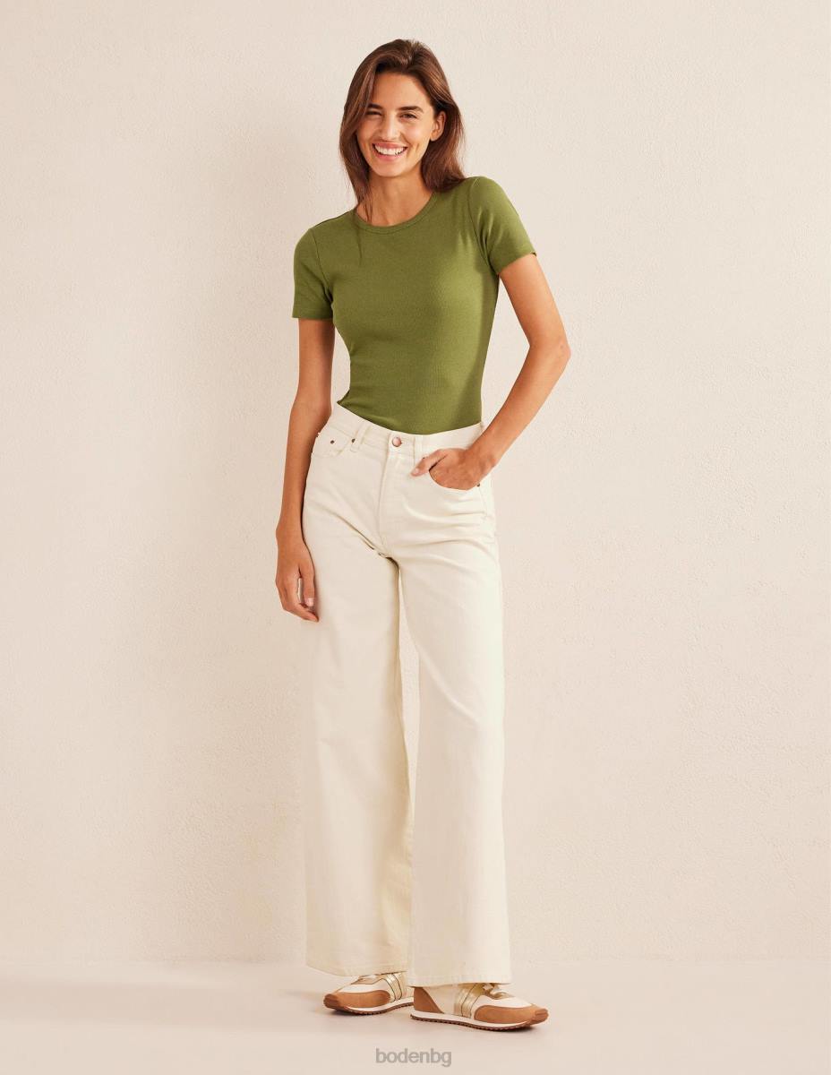 облекло Boden памучна рипсирана тениска измито каки Жени LL681869