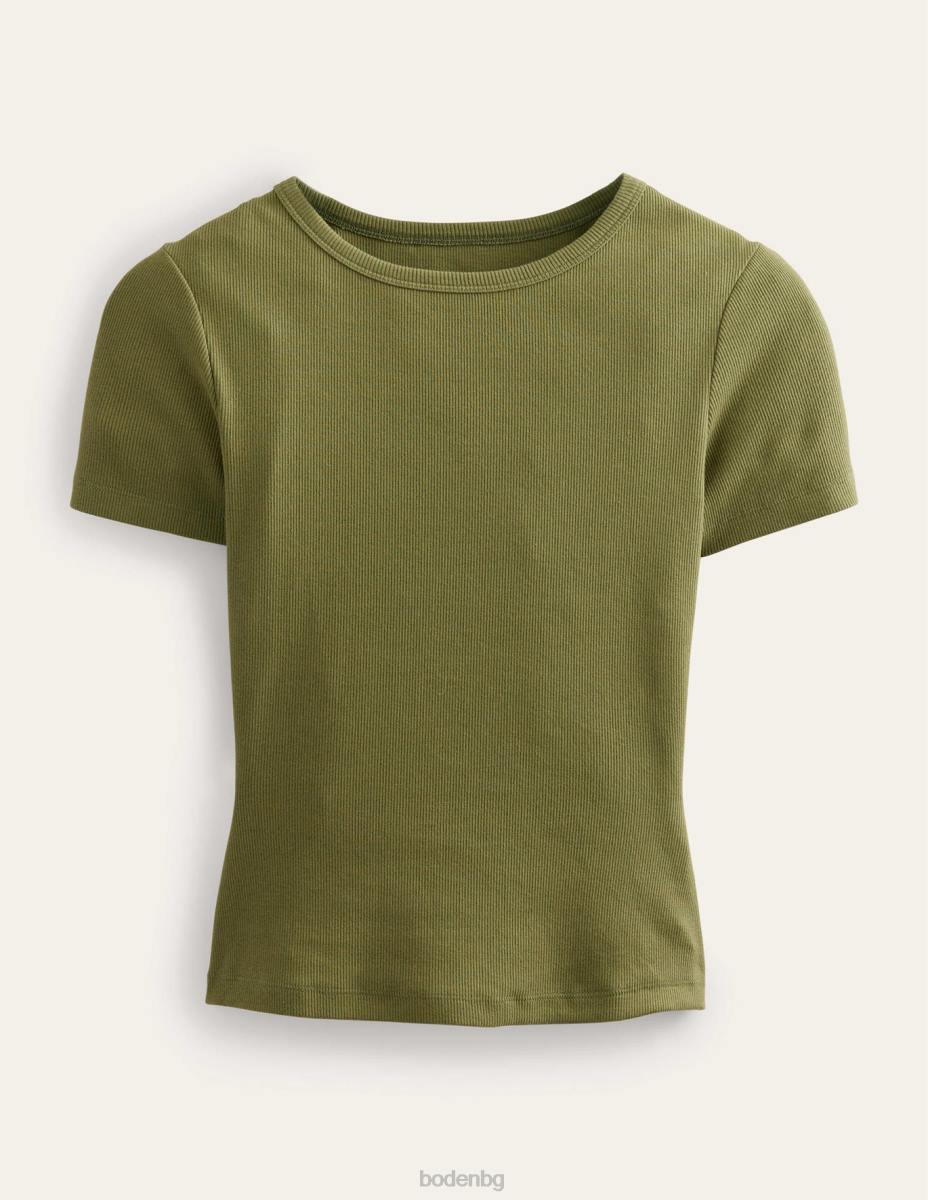 облекло Boden памучна рипсирана тениска измито каки Жени LL681869