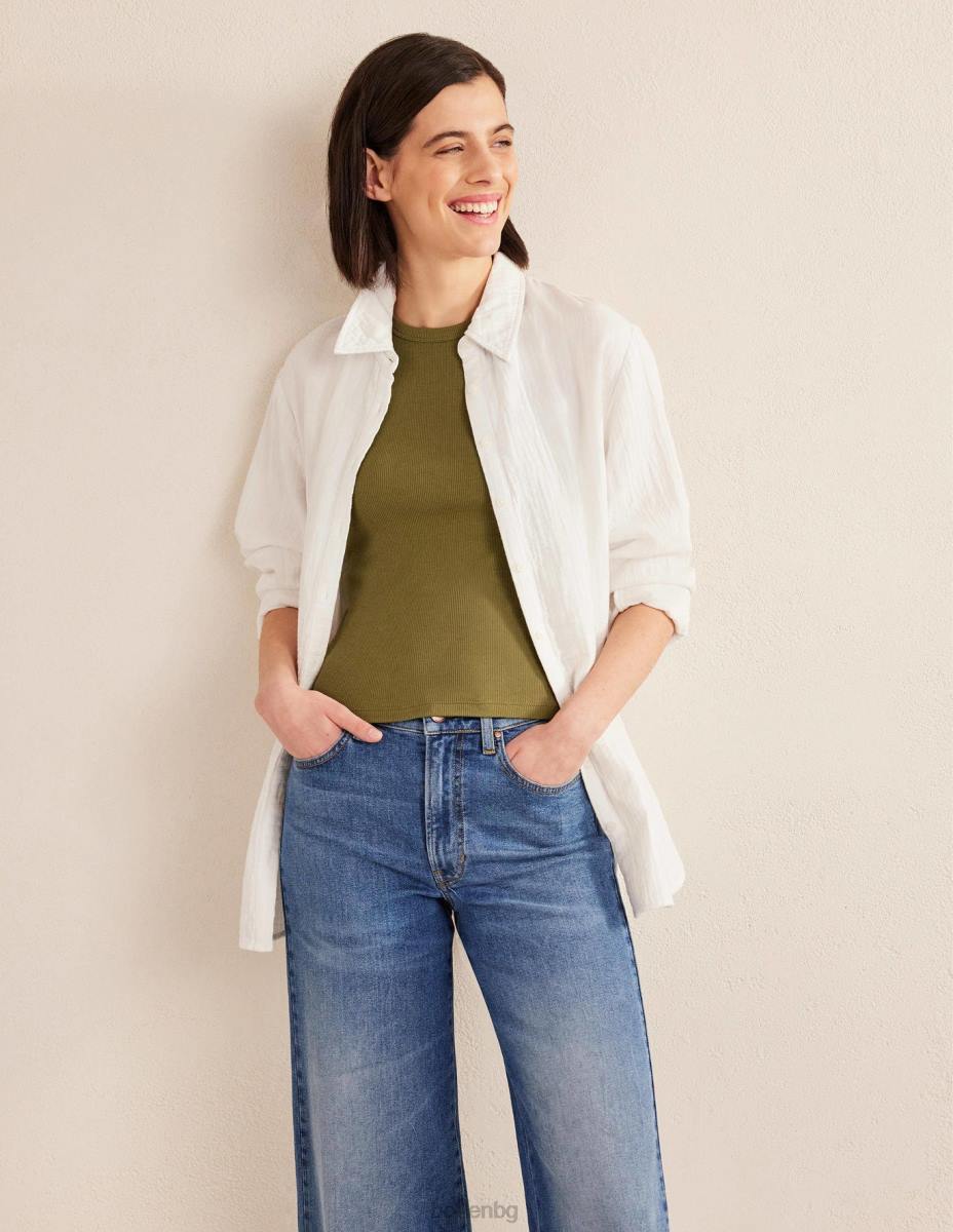 облекло Boden памучна рипсена жилетка измито каки Жени LL681886