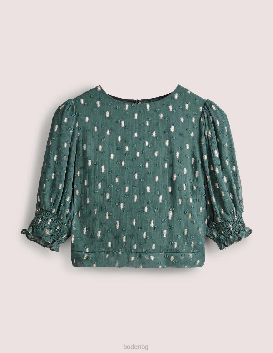 облекло Boden изрязана метална пушена горна част дълбока гора и златен клипс Жени LL681888