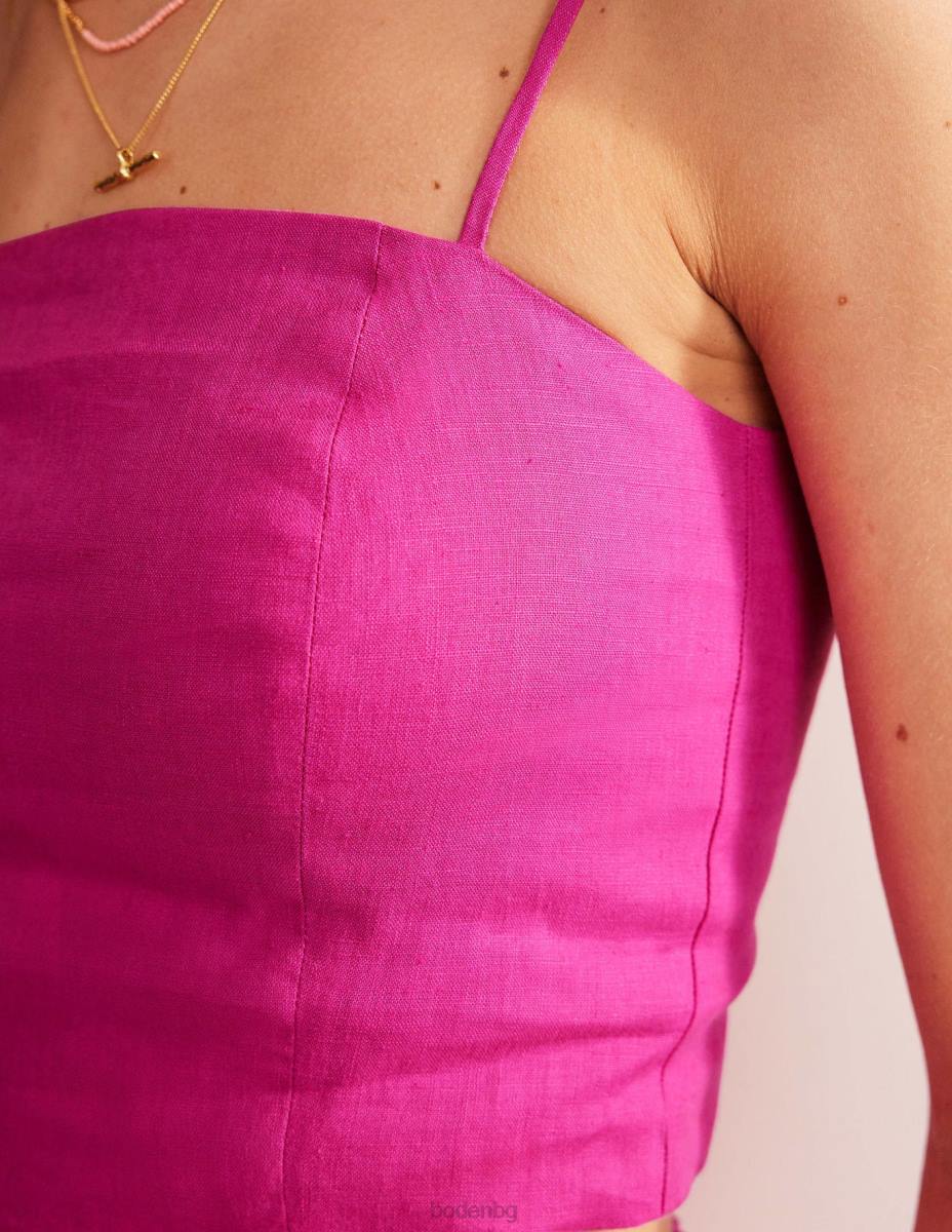 облекло Boden вталена ленена горна част с презрамки розово виолетово Жени LL681893