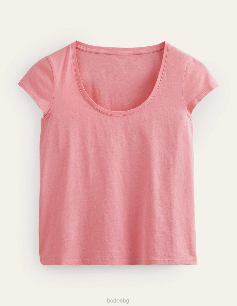 облекло Boden тениска с широка яка от чист памук прасковено сорбе Жени LL681895